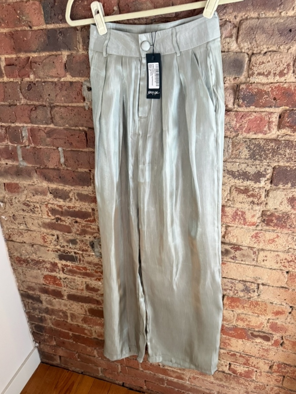Nasty Gal | Light green, sheer, shimmer trousers | size 4 | NWT